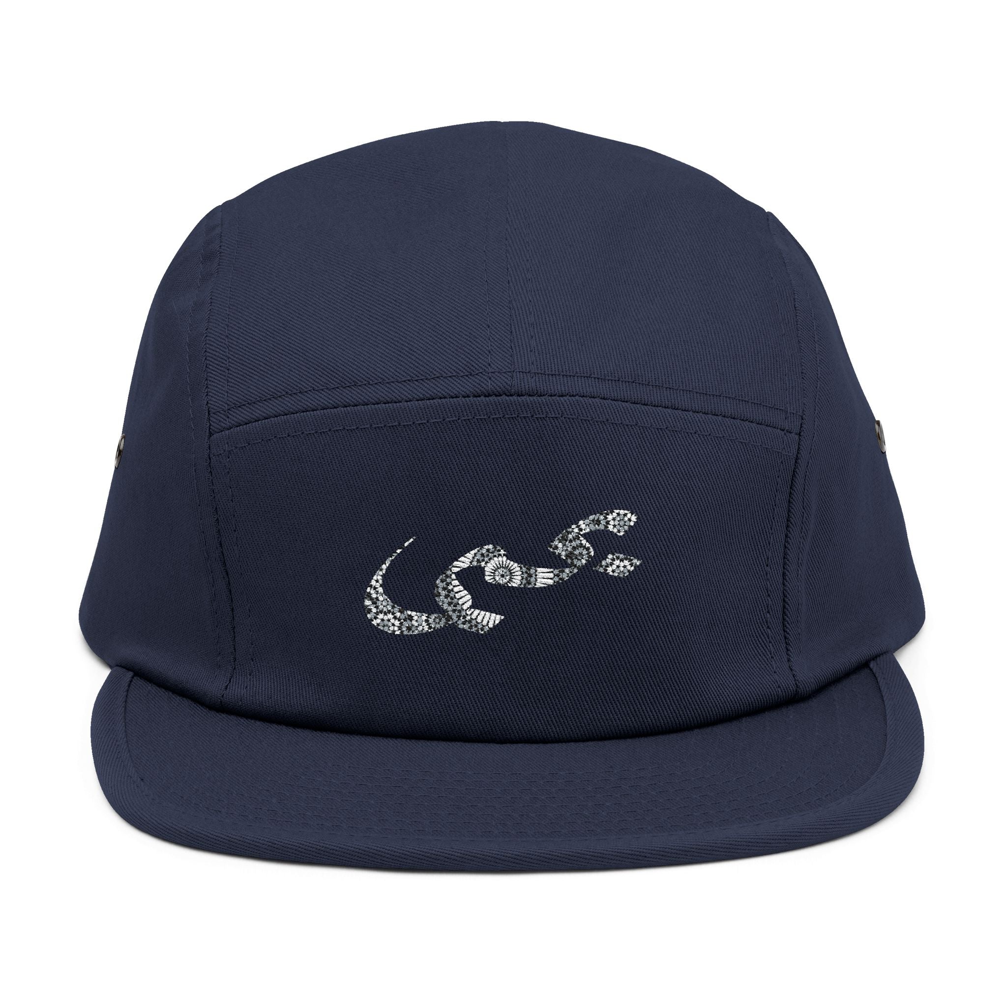 Embroidered Wave 5-Panel Cap — Casual Surf-Inspired Hat