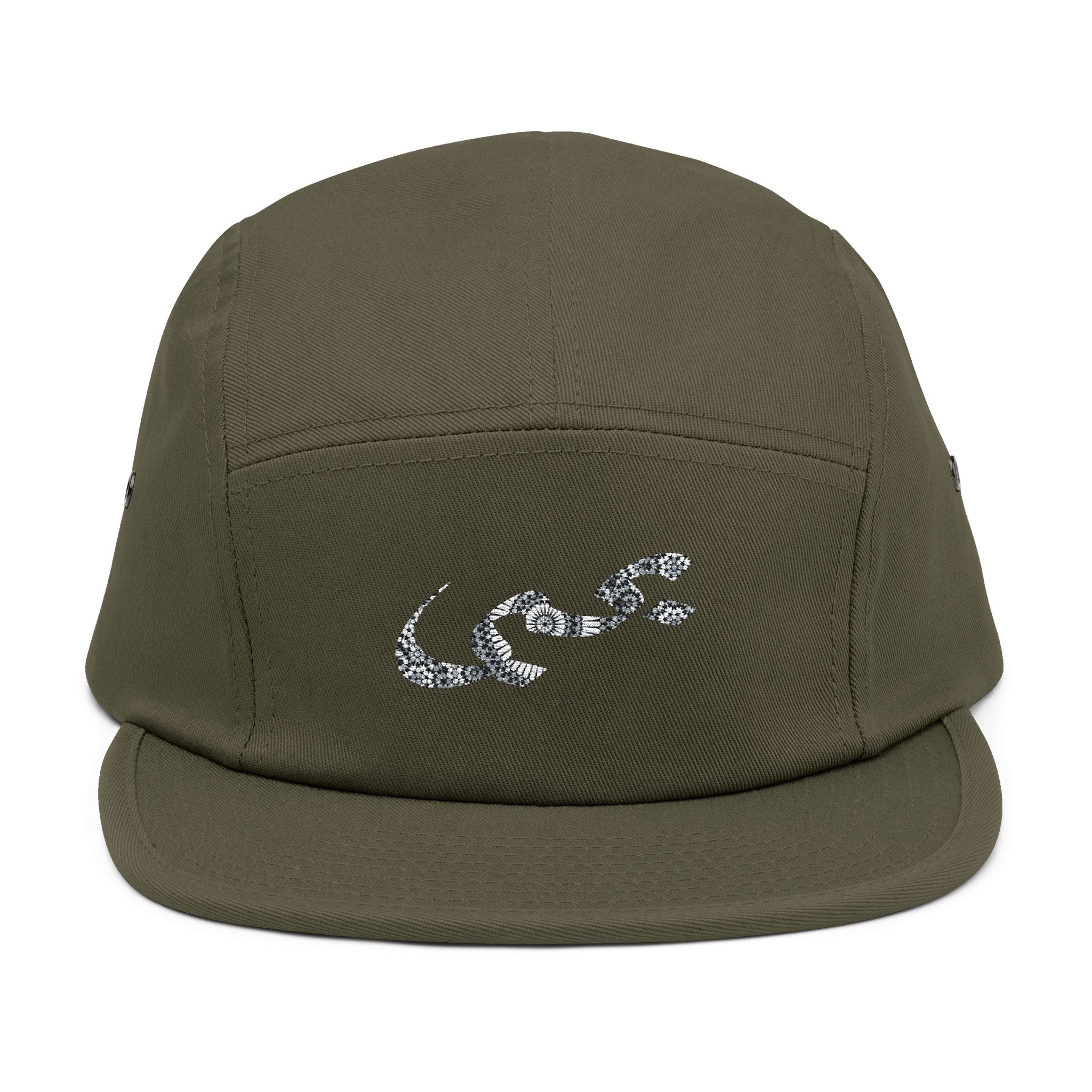 Embroidered Wave 5-Panel Cap — Casual Surf-Inspired Hat
