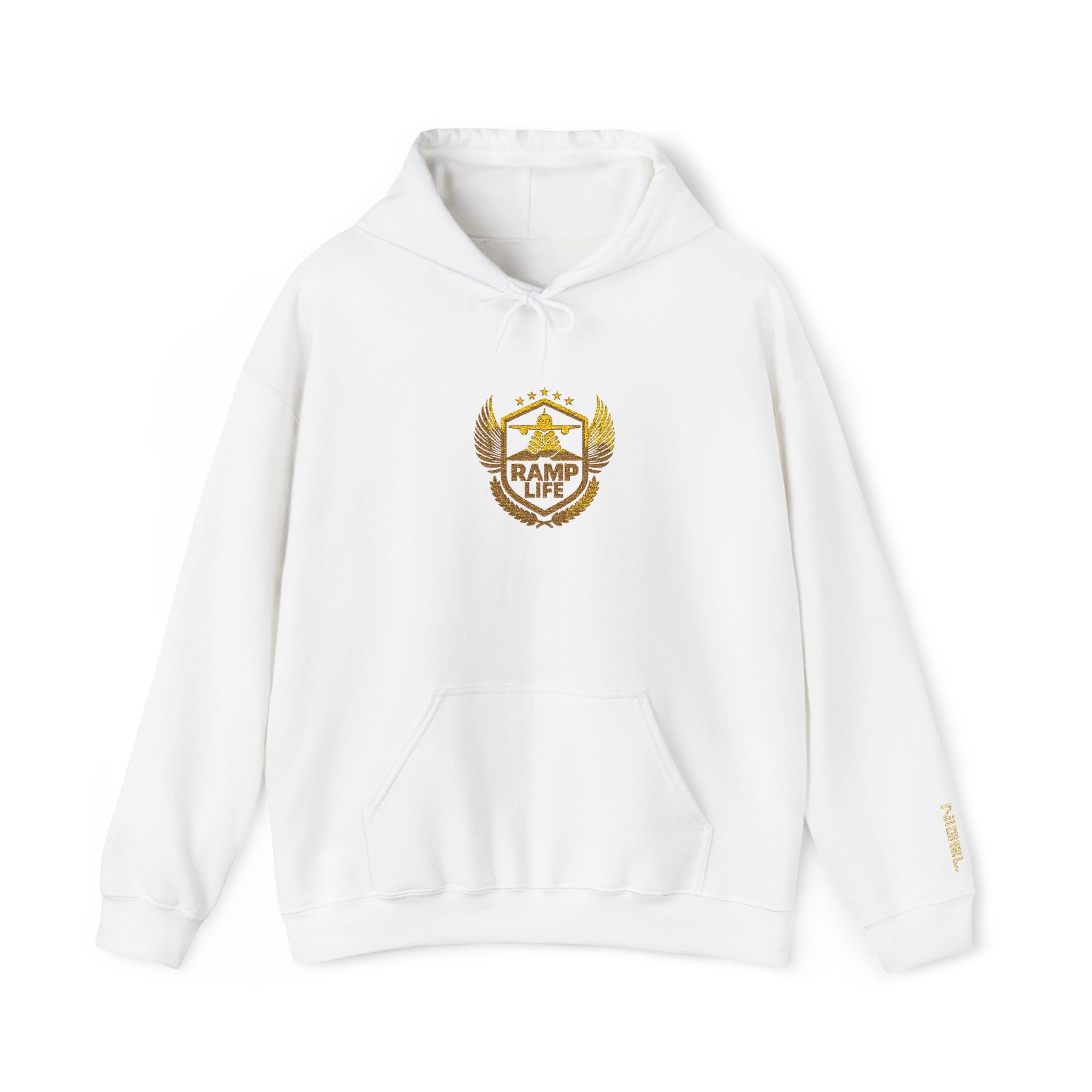 NIGEL Hoodie - Gold Leaf 'Camp Life' Crest Pullover