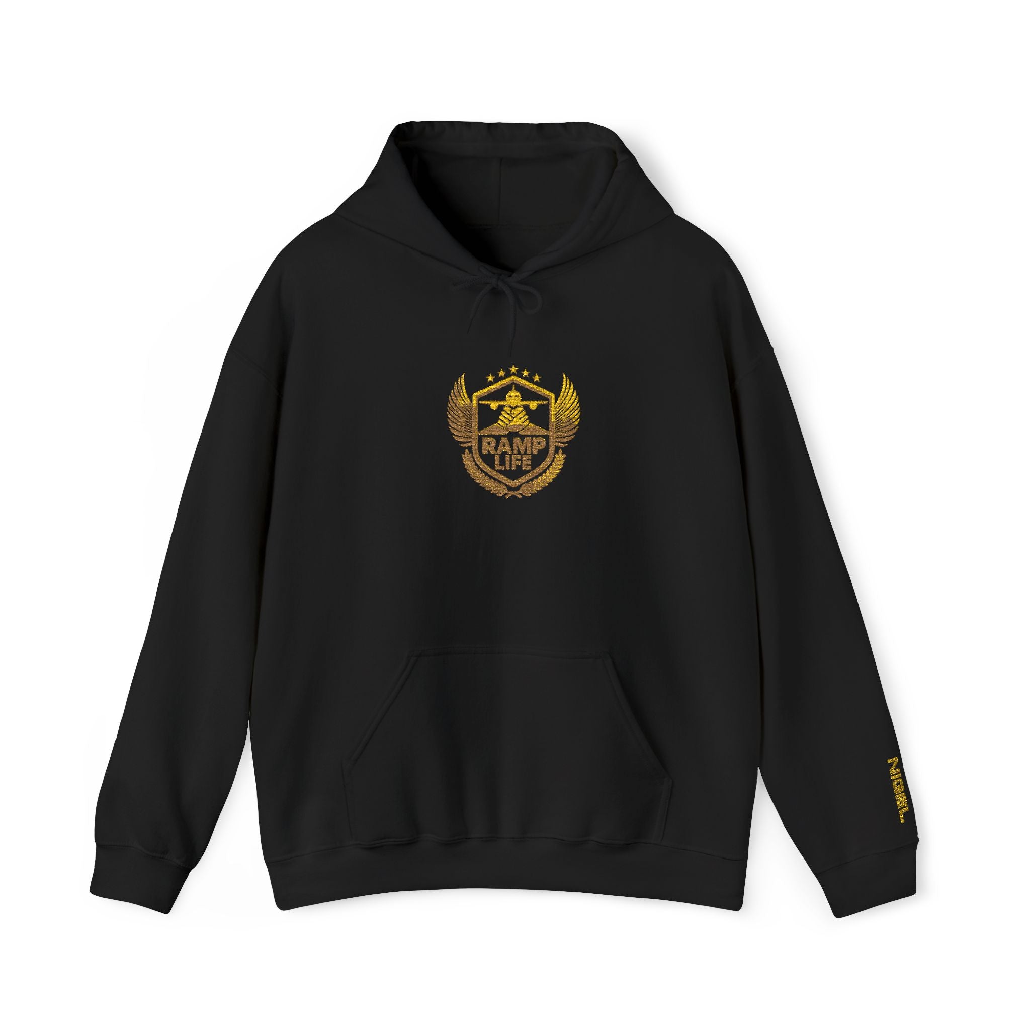 NIGEL Hoodie - Gold Leaf 'Camp Life' Crest Pullover